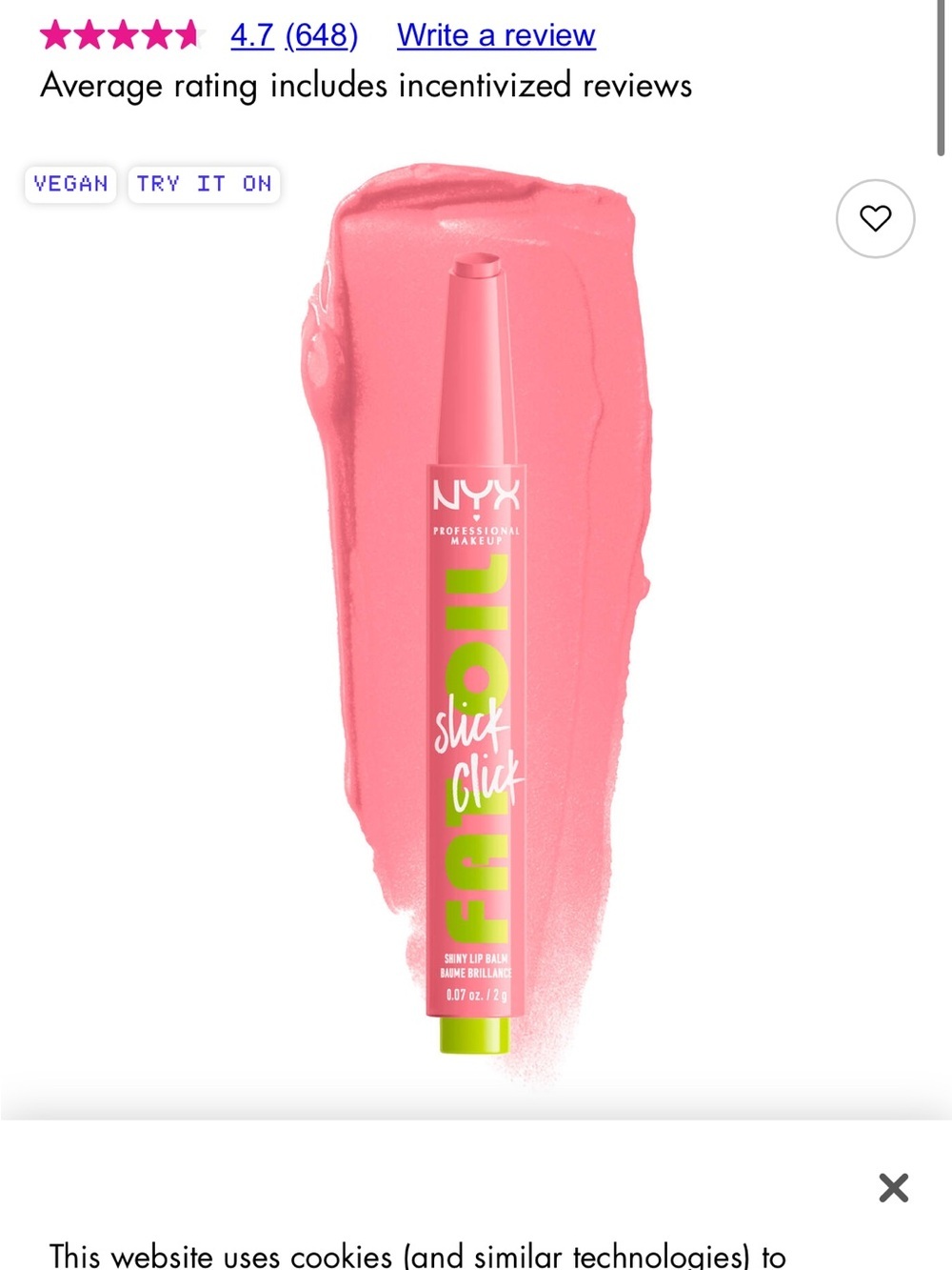 NYX Slick Click Shiny Lip Balm — Coral Pink clout 2 fat oil